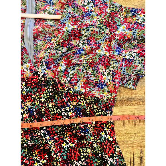 Boohoo | Mixed Floral Paneled Midi Dress Size 14 Wedding Guest Patchwork Ditsy - Picture 13 of 14